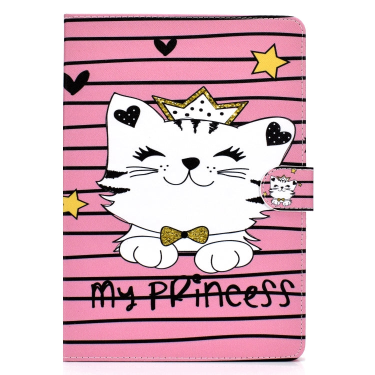 For iPad 9.7 (2017/2018) & Air 2 & Air Colored Drawing Pattern Horizontal Flip PU Leather Case with Holder & Card Slot & Sleep / Wake-up Function(Crown Cat) - iPad 9.7 (2018) & (2017) Cases by buy2fix | Online Shopping UK | buy2fix