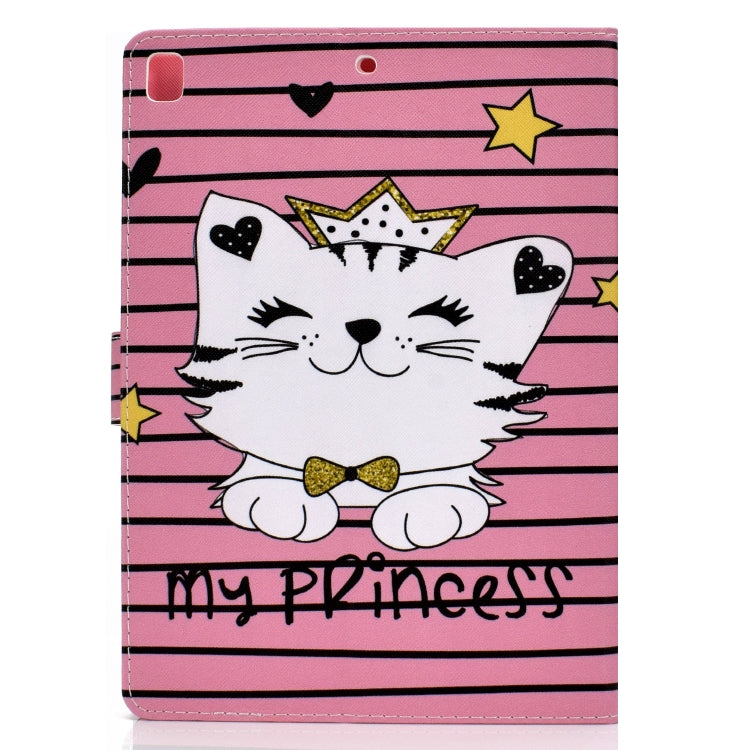 For iPad 9.7 (2017/2018) & Air 2 & Air Colored Drawing Pattern Horizontal Flip PU Leather Case with Holder & Card Slot & Sleep / Wake-up Function(Crown Cat) - iPad 9.7 (2018) & (2017) Cases by buy2fix | Online Shopping UK | buy2fix
