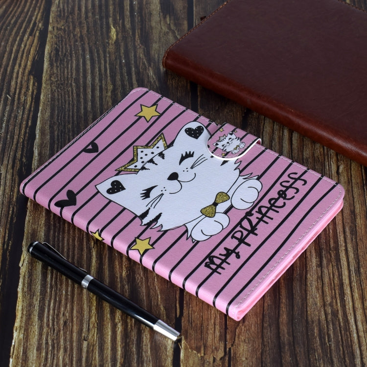 For iPad 9.7 (2017/2018) & Air 2 & Air Colored Drawing Pattern Horizontal Flip PU Leather Case with Holder & Card Slot & Sleep / Wake-up Function(Crown Cat) - iPad 9.7 (2018) & (2017) Cases by buy2fix | Online Shopping UK | buy2fix