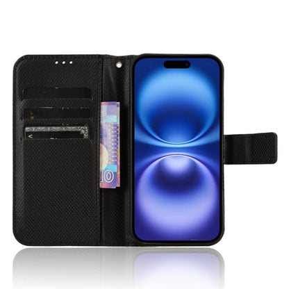 For iPhone 16 Diamond Texture Leather Phone Case(Black) by buy2fix