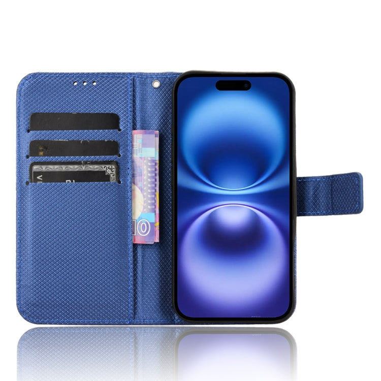 For iPhone 16 Diamond Texture Leather Phone Case(Blue) - iPhone 16 Cases by buy2fix | Online Shopping UK | buy2fix