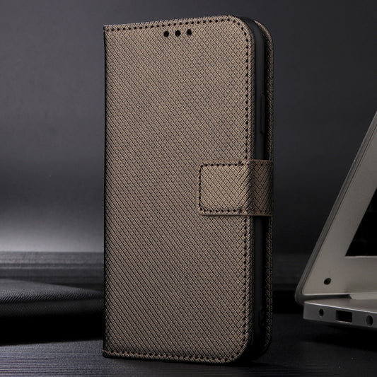 For iPhone 16 Diamond Texture Leather Phone Case(Brown) by buy2fix
