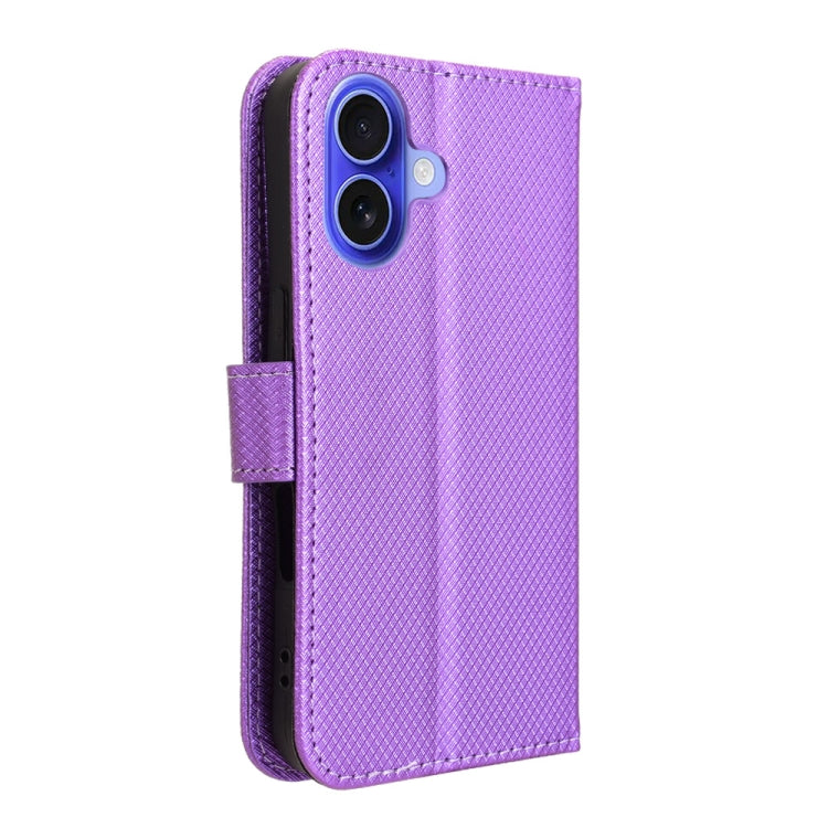 For iPhone 16 Diamond Texture Leather Phone Case(Purple) - iPhone 16 Cases by buy2fix | Online Shopping UK | buy2fix