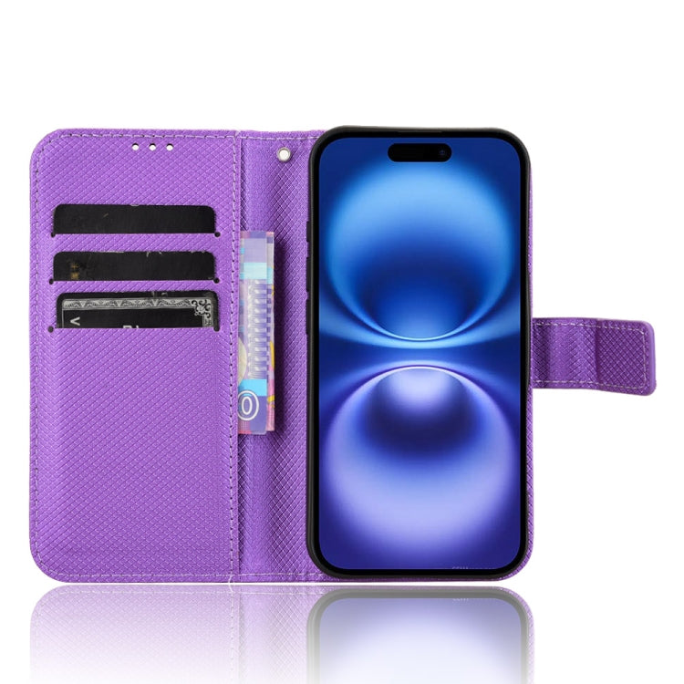 For iPhone 16 Diamond Texture Leather Phone Case(Purple) - iPhone 16 Cases by buy2fix | Online Shopping UK | buy2fix