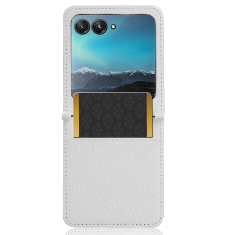 For Motorola Razr 40 Ultra Diamond Texture Leather Phone Case(White) - Motorola Cases by buy2fix | Online Shopping UK | buy2fix