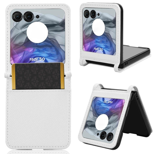 For Motorola Razr 50 Diamond Texture Leather Phone Case(White) by buy2fix