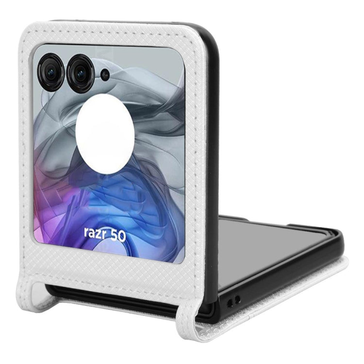 For Motorola Razr 50 Diamond Texture Leather Phone Case(White) by buy2fix