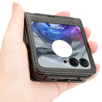 For Motorola Razr 50 Diamond Texture Leather Phone Case(Black) by buy2fix