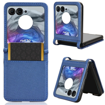 For Motorola Razr 50 Diamond Texture Leather Phone Case(Blue) by buy2fix