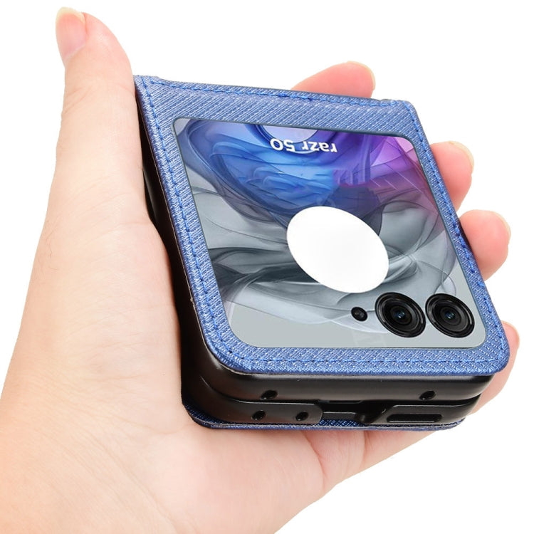 For Motorola Razr 50 Diamond Texture Leather Phone Case(Blue) by buy2fix