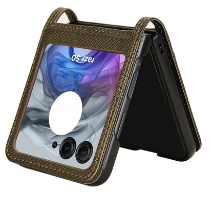 For Motorola Razr 50 Diamond Texture Leather Phone Case(Brown) by buy2fix