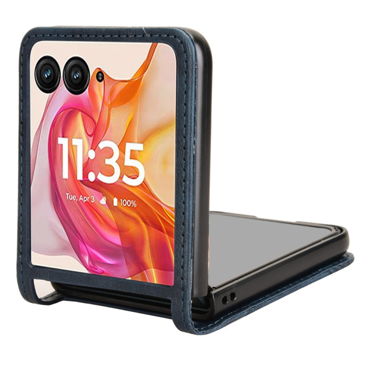 For Motorola Razr 50 Ultra Retro Texture Leather Phone Case(Blue) by buy2fix
