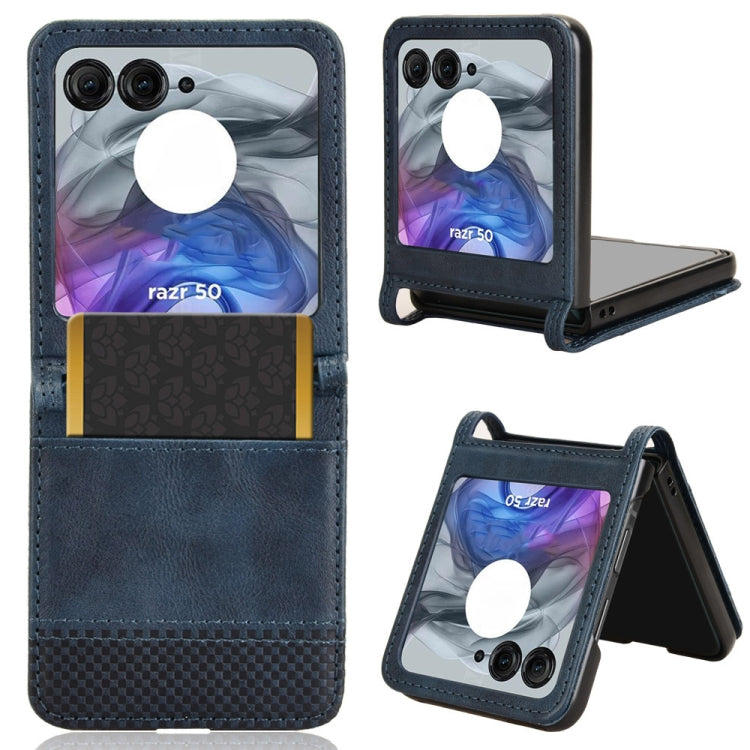 For Motorola Razr 50 Retro Texture Leather Phone Case(Blue) by buy2fix
