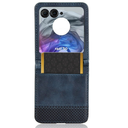 For Motorola Razr 50 Retro Texture Leather Phone Case(Blue) by buy2fix