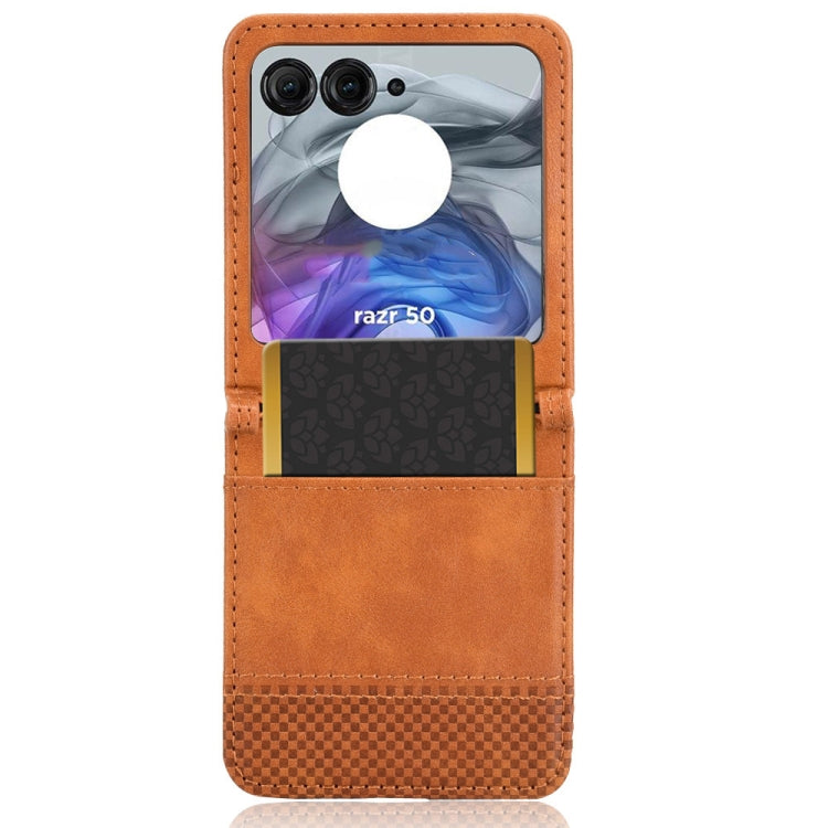 For Motorola Razr 50 Retro Texture Leather Phone Case(Brown) by buy2fix