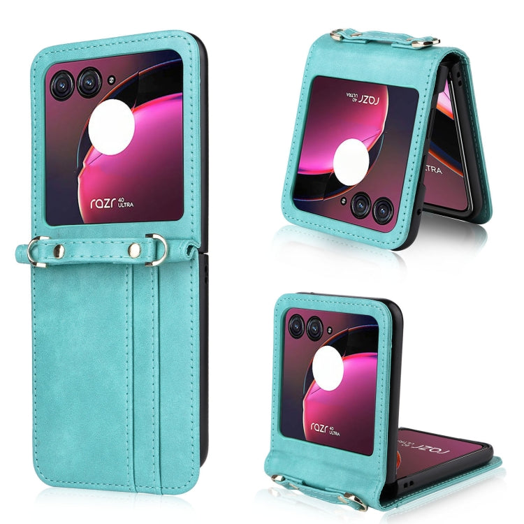 For Motorola Razr 40 Ultra Crossbody Card Slot Leather Phone Case(Mint Green) - Motorola Cases by buy2fix | Online Shopping UK | buy2fix