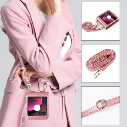 For Motorola Razr 40 Ultra Crossbody Card Slot Leather Phone Case(Pink) by buy2fix