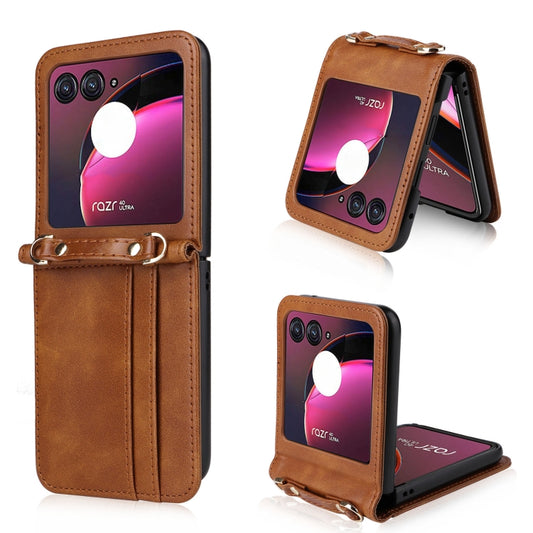 For Motorola Razr 40 Ultra Crossbody Card Slot Leather Phone Case(Brown) by buy2fix