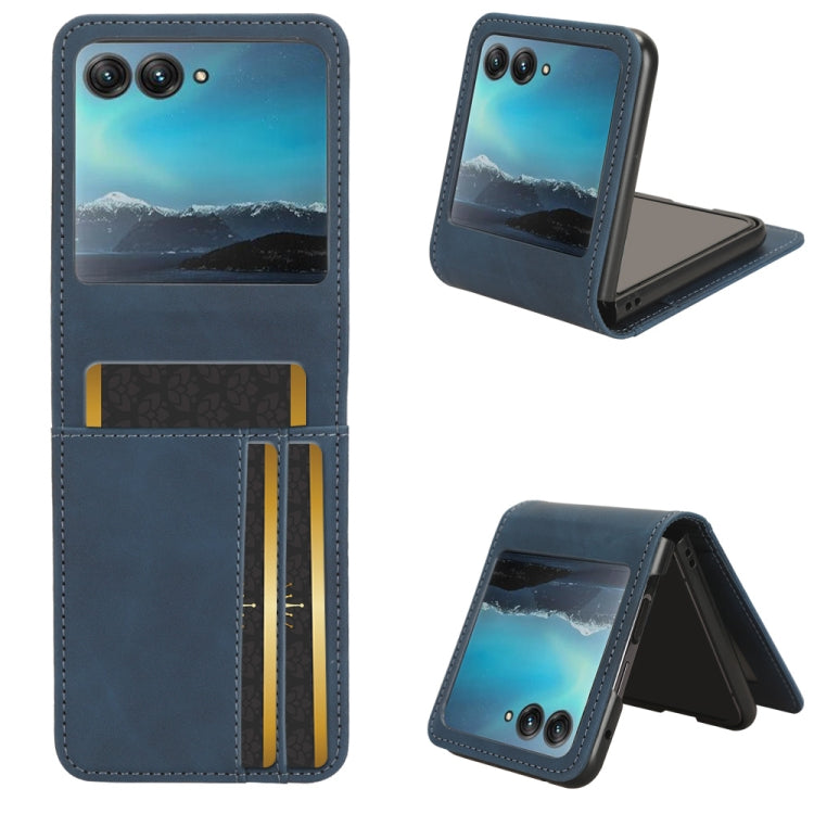 For Motorola Razr 40 Ultra Skin Feel Card Slot Leather Phone Case(Blue) by buy2fix