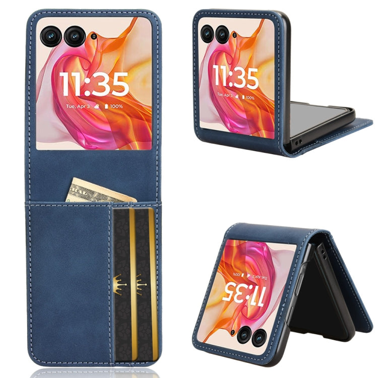 For Motorola Razr 50 Ultra Skin Feel Card Slot Leather Phone Case(Blue) by buy2fix