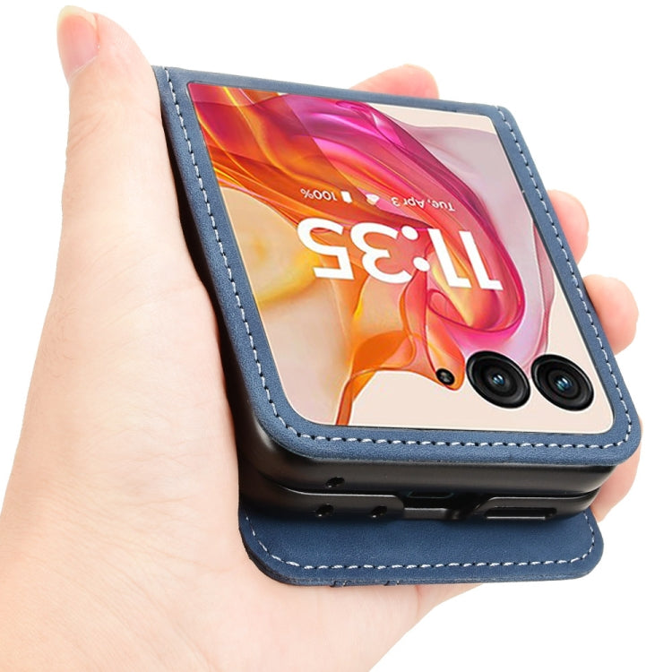 For Motorola Razr 50 Ultra Skin Feel Card Slot Leather Phone Case(Blue) by buy2fix