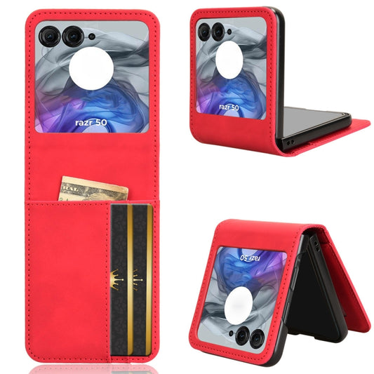 For Motorola Razr 50 Skin Feel Card Slot Leather Phone Case(Red) by buy2fix