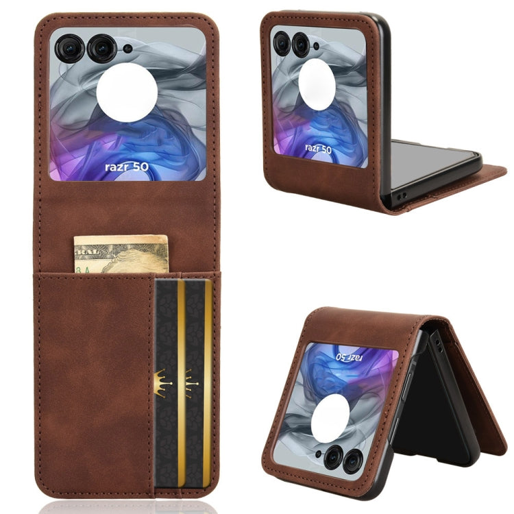 For Motorola Razr 50 Skin Feel Card Slot Leather Phone Case(Brown) by buy2fix