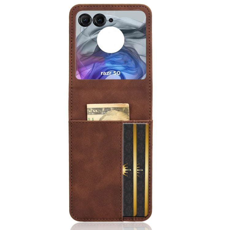 For Motorola Razr 50 Skin Feel Card Slot Leather Phone Case(Brown) by buy2fix
