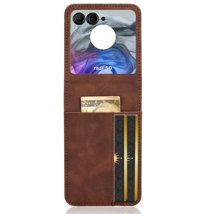 For Motorola Razr 50 Skin Feel Card Slot Leather Phone Case(Brown) by buy2fix