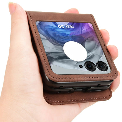 For Motorola Razr 50 Skin Feel Card Slot Leather Phone Case(Brown) by buy2fix
