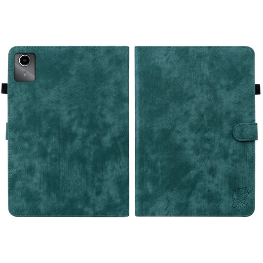 For Lenovo Tab M11/Xiaoxin Pad 11 2024 Tiger Pattern Flip Leather Tablet Case(Dark Green) by buy2fix