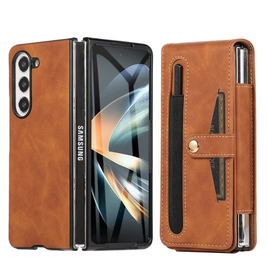For Samsung Galaxy Z Fold5 Multifunctional Folding Phone Leather Case(Brown) - Galaxy Z Fold5 Cases by buy2fix | Online Shopping UK | buy2fix