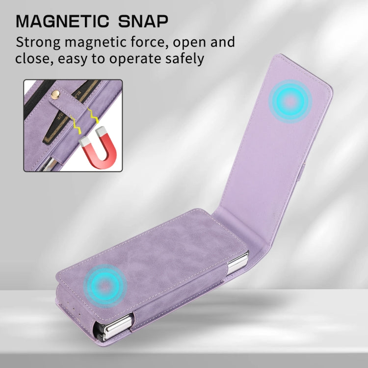 For Samsung Galaxy Z Fold5 Multifunctional Folding Phone Leather Case(Purple) - Galaxy Z Fold5 Cases by buy2fix | Online Shopping UK | buy2fix
