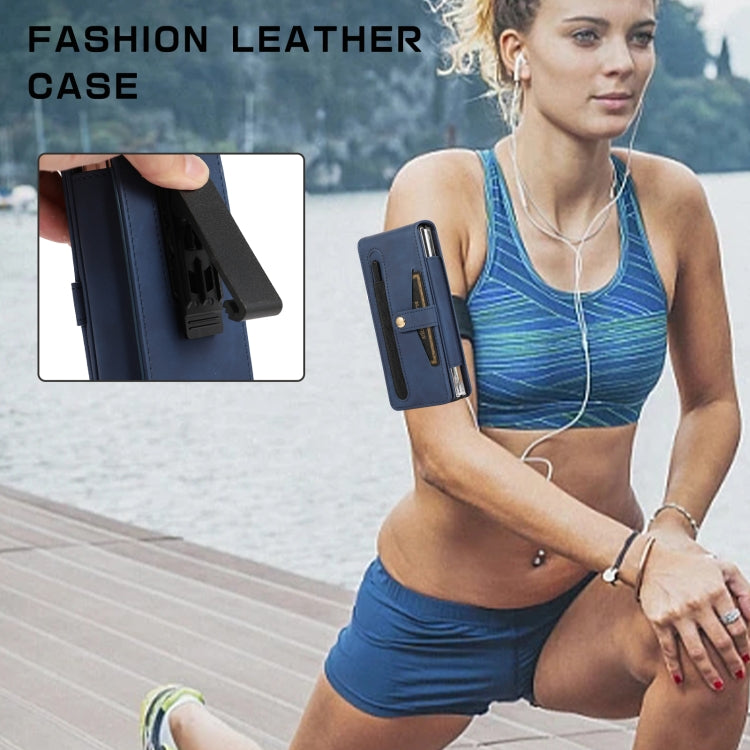 For Samsung Galaxy Z Fold5 Multifunctional Folding Phone Leather Case(Blue) - Galaxy Z Fold5 Cases by buy2fix | Online Shopping UK | buy2fix