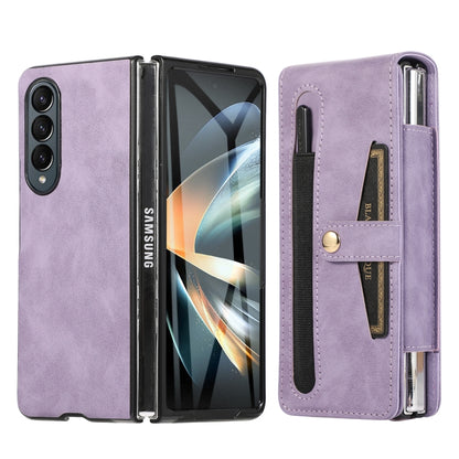 For Samsung Galaxy Z Fold4 Multifunctional Folding Phone Leather Case(Purple) - Galaxy Z Fold4 5G Cases by buy2fix | Online Shopping UK | buy2fix