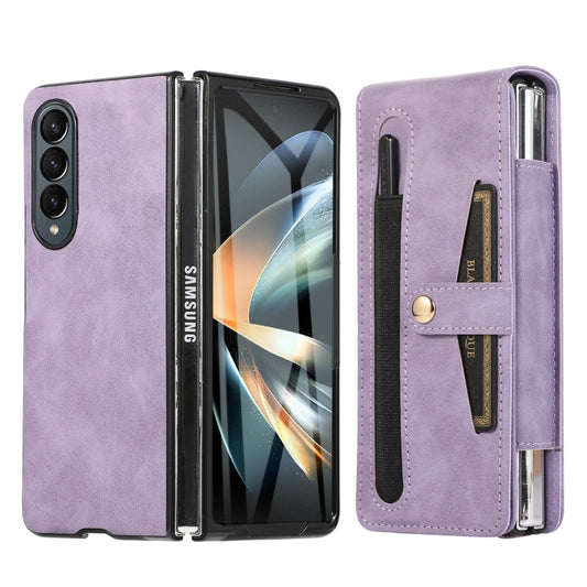 For Samsung Galaxy Z Fold4 Multifunctional Folding Phone Leather Case(Purple) - Galaxy Z Fold4 5G Cases by buy2fix | Online Shopping UK | buy2fix