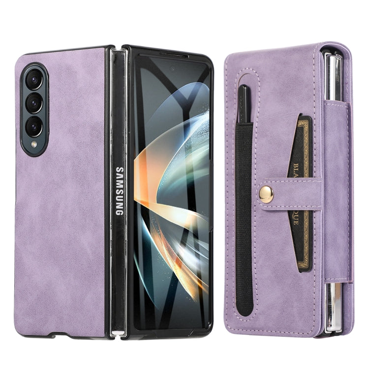 For Samsung Galaxy Z Fold3 5G Multifunctional Folding Phone Leather Case(Purple) - Galaxy Phone Cases by buy2fix | Online Shopping UK | buy2fix
