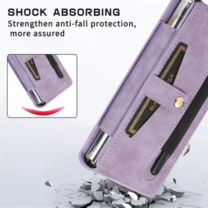 For Samsung Galaxy Z Fold3 5G Multifunctional Folding Phone Leather Case(Purple) - Galaxy Phone Cases by buy2fix | Online Shopping UK | buy2fix