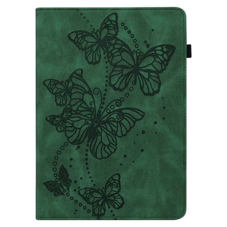 For Samsung Galaxy Tab S9 Embossed Butterfly Pattern Horizontal Flip Leather Tablet Case(Green) - Galaxy Tab S9 Cases by buy2fix | Online Shopping UK | buy2fix