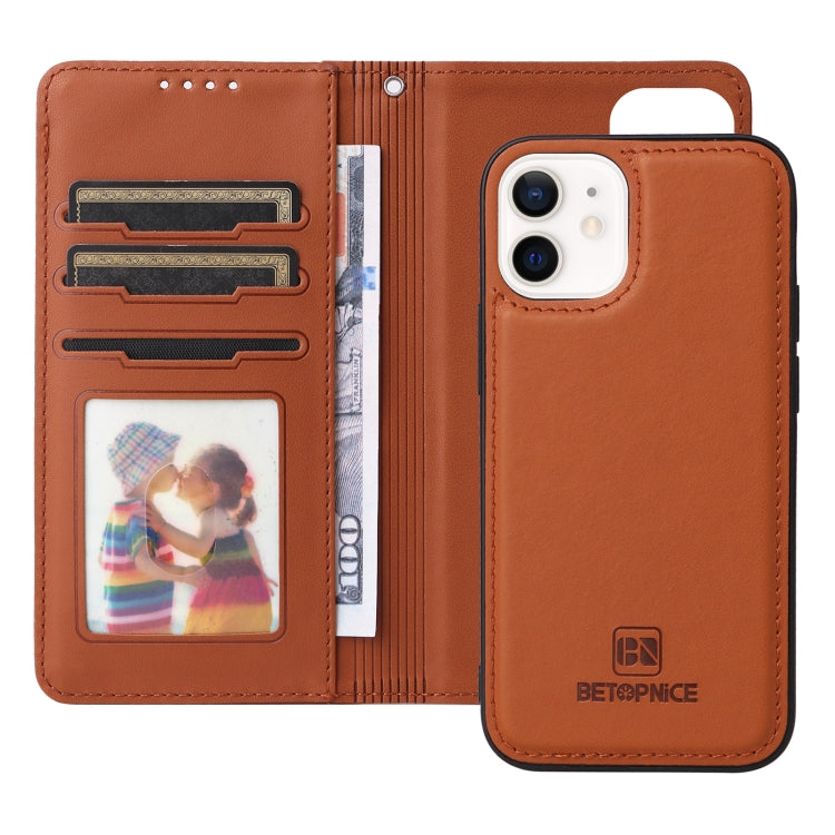 For iPhone 12 mini BETOPNICE BN-005 2 in 1 Detachable Imitate Genuine Leather Phone Case(Brown) - iPhone 12 mini Cases by BETOPNICE | Online Shopping UK | buy2fix