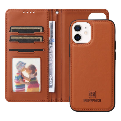 For iPhone 12 mini BETOPNICE BN-005 2 in 1 Detachable Imitate Genuine Leather Phone Case(Brown) - iPhone 12 mini Cases by BETOPNICE | Online Shopping UK | buy2fix