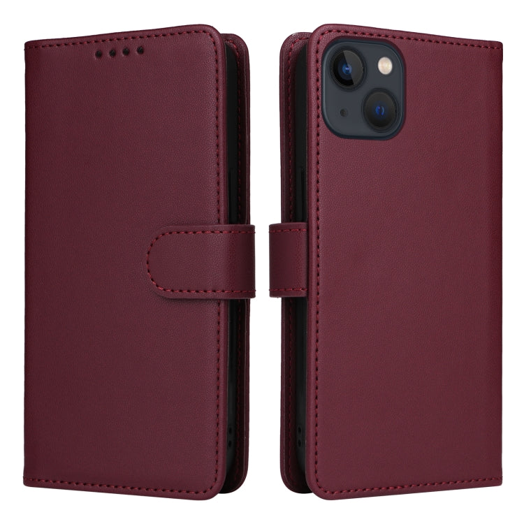 For iPhone 13 / 14 BETOPNICE BN-005 2 in 1 Detachable Imitate Genuine Leather Phone Case(Wine Red) - iPhone 14 Cases by BETOPNICE | Online Shopping UK | buy2fix