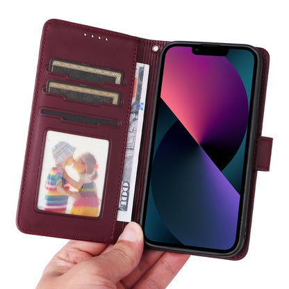 For iPhone 13 / 14 BETOPNICE BN-005 2 in 1 Detachable Imitate Genuine Leather Phone Case(Wine Red) - iPhone 14 Cases by BETOPNICE | Online Shopping UK | buy2fix