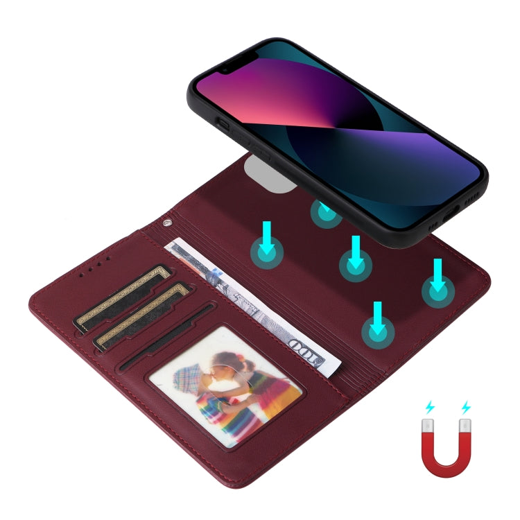 For iPhone 13 / 14 BETOPNICE BN-005 2 in 1 Detachable Imitate Genuine Leather Phone Case(Wine Red) - iPhone 14 Cases by BETOPNICE | Online Shopping UK | buy2fix
