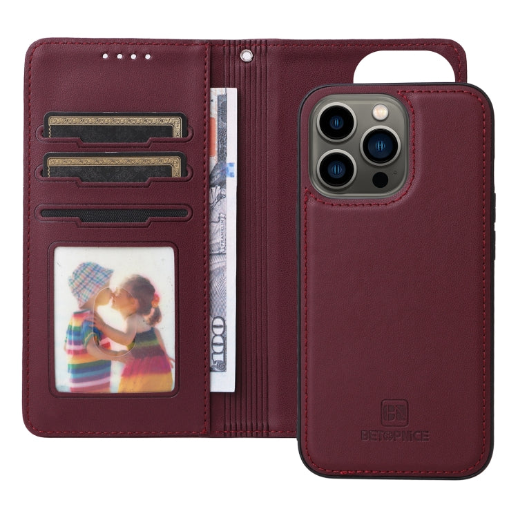 For iPhone 13 Pro BETOPNICE BN-005 2 in 1 Detachable Imitate Genuine Leather Phone Case(Wine Red) - iPhone 13 Pro Cases by BETOPNICE | Online Shopping UK | buy2fix