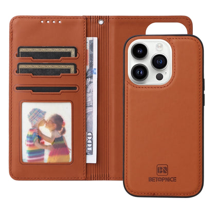 For iPhone 14 Pro BETOPNICE BN-005 2 in 1 Detachable Imitate Genuine Leather Phone Case(Brown) - iPhone 14 Pro Cases by BETOPNICE | Online Shopping UK | buy2fix