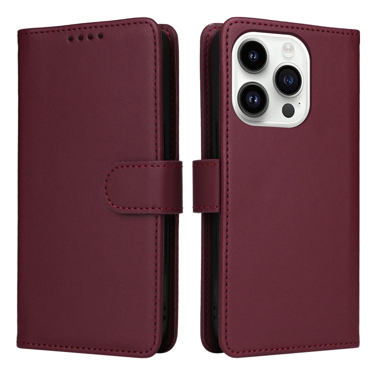 For iPhone 14 Pro BETOPNICE BN-005 2 in 1 Detachable Imitate Genuine Leather Phone Case(Wine Red) - iPhone 14 Pro Cases by BETOPNICE | Online Shopping UK | buy2fix