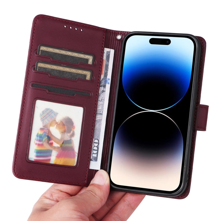 For iPhone 14 Pro BETOPNICE BN-005 2 in 1 Detachable Imitate Genuine Leather Phone Case(Wine Red) - iPhone 14 Pro Cases by BETOPNICE | Online Shopping UK | buy2fix