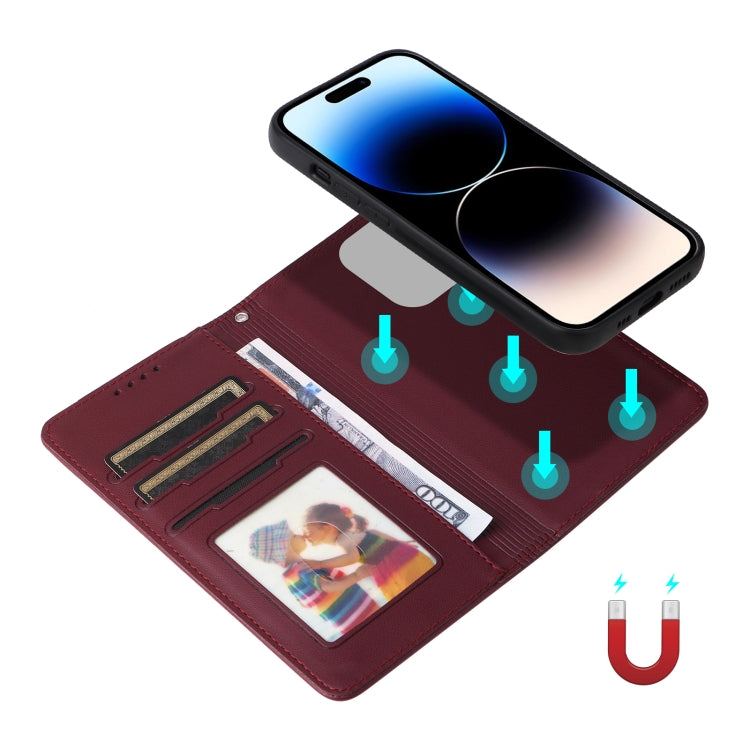 For iPhone 14 Pro BETOPNICE BN-005 2 in 1 Detachable Imitate Genuine Leather Phone Case(Wine Red) - iPhone 14 Pro Cases by BETOPNICE | Online Shopping UK | buy2fix