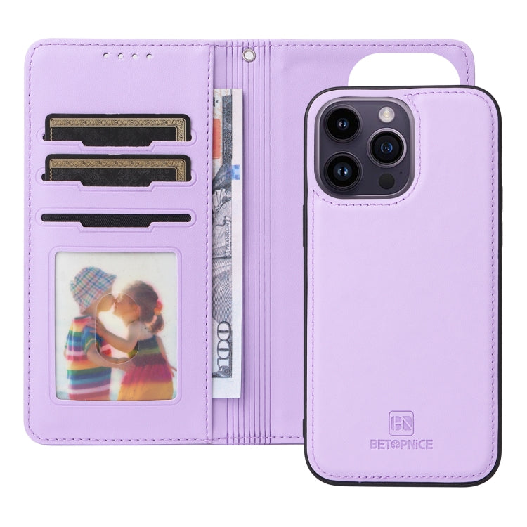 For iPhone 14 Pro Max BETOPNICE BN-005 2 in 1 Detachable Imitate Genuine Leather Phone Case(Light Purple) - iPhone 14 Pro Max Cases by BETOPNICE | Online Shopping UK | buy2fix